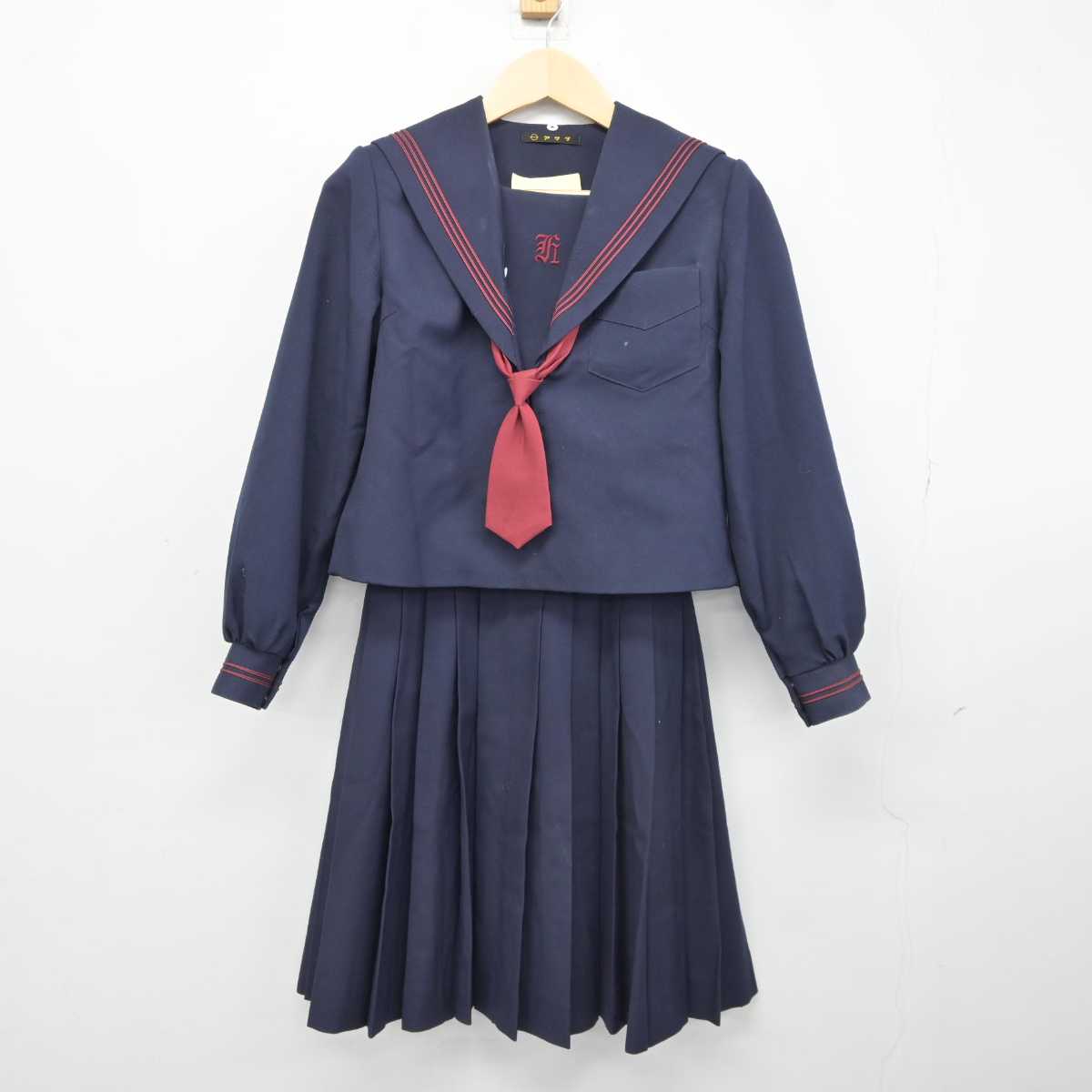 【中古】大阪府 深井中学校 女子制服 3点 (セーラー服・スカート) sf042692