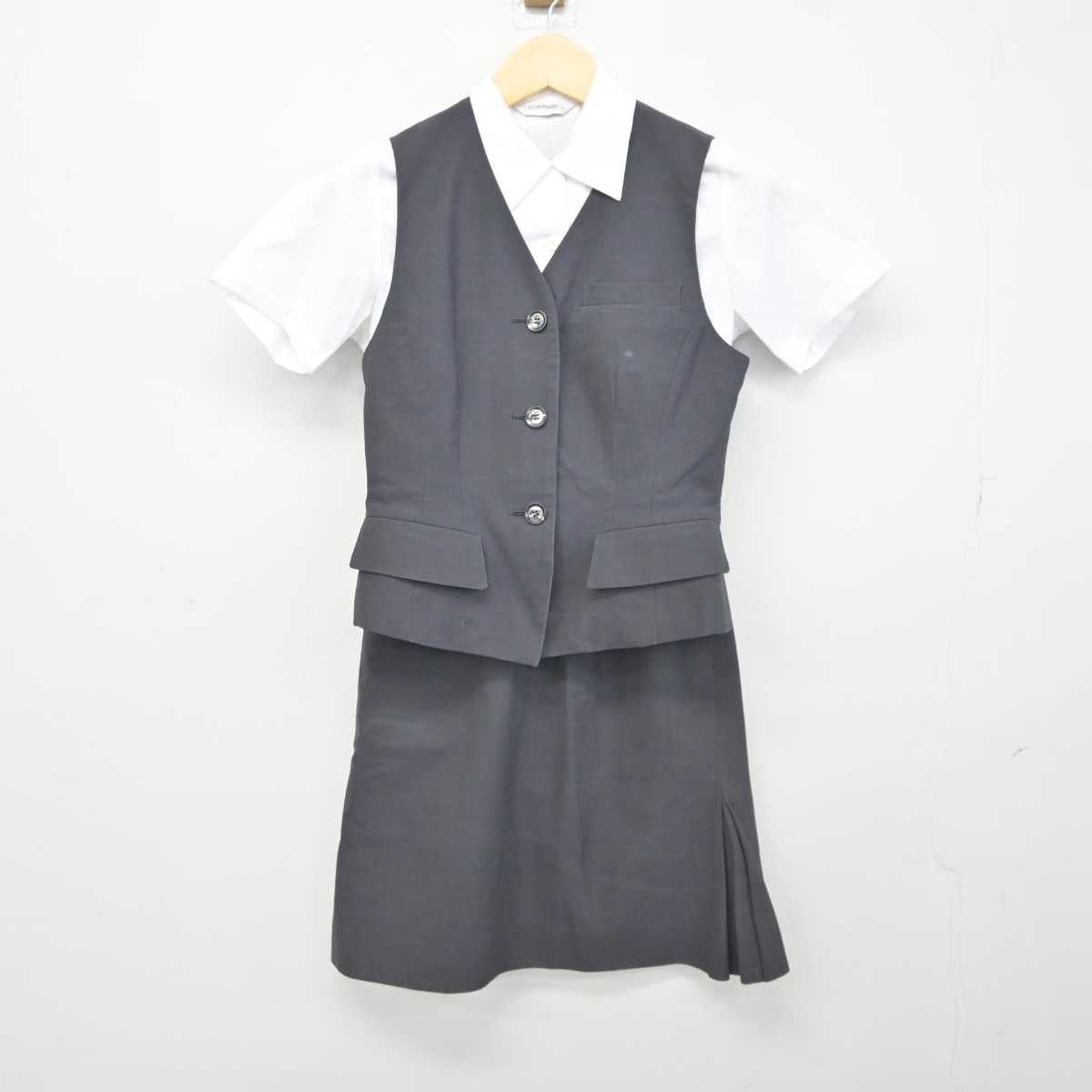 【中古】 事務服 女子制服 3点 (ベスト・シャツ・スカート) sf042847