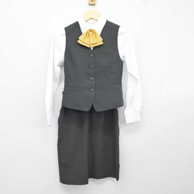 【中古】 事務服 女子制服 4点 (シャツ・ベスト・スカート) sf042849