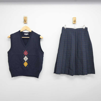 【中古】東京都 桜丘中学校高等学校 女子制服 2点 (ニットベスト・スカート) sf042938