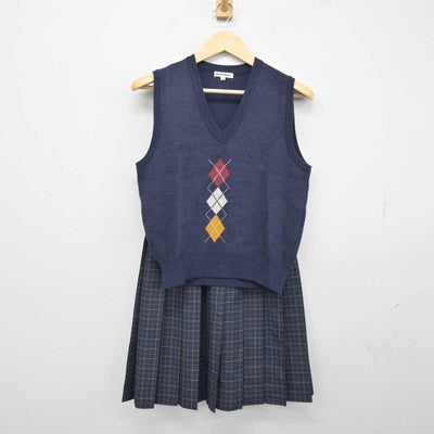 【中古】東京都 桜丘中学校高等学校 女子制服 2点 (ニットベスト・スカート) sf042939