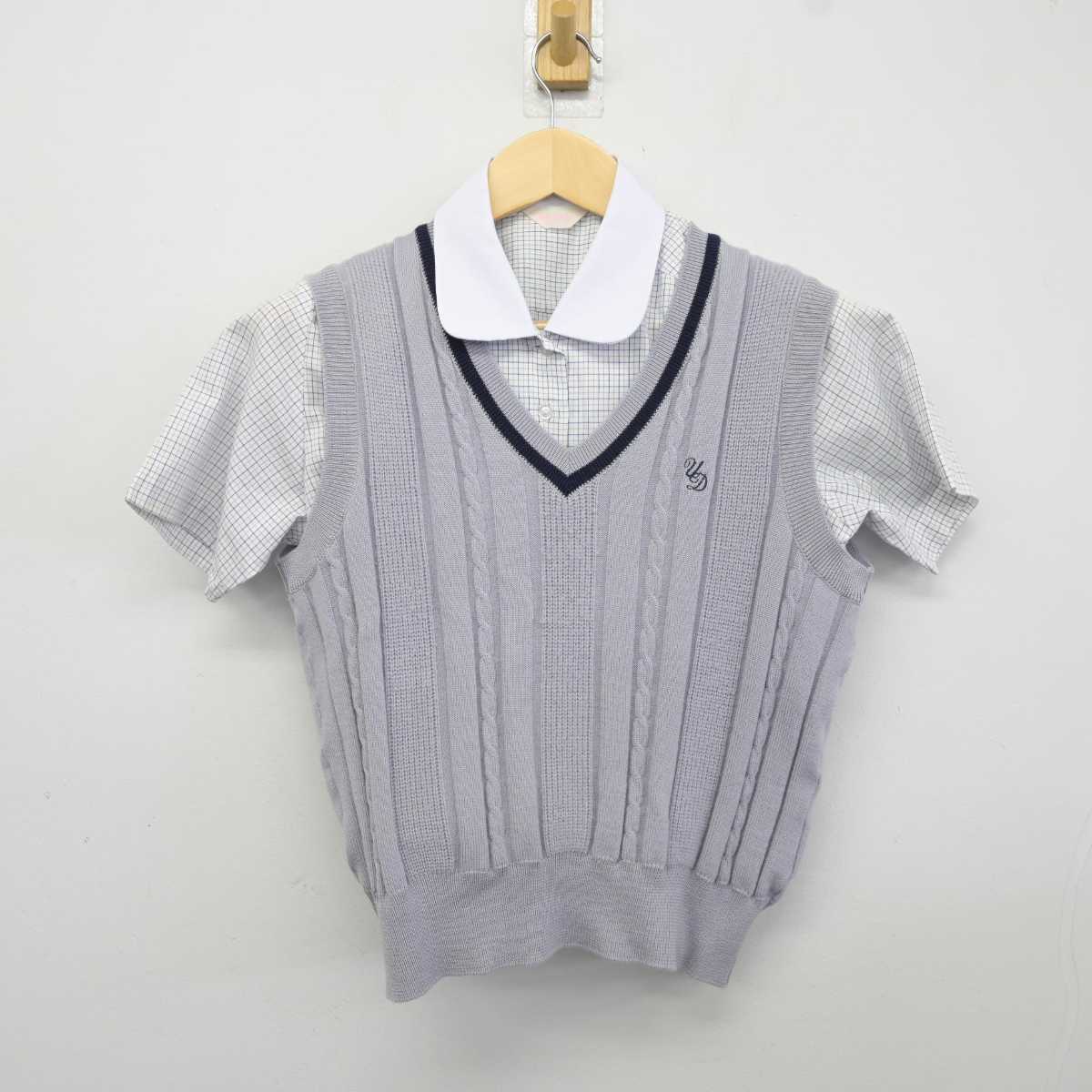 【中古】岐阜県 鶯谷中学高等学校 女子制服 2点 (ニットベスト・シャツ) sf042952