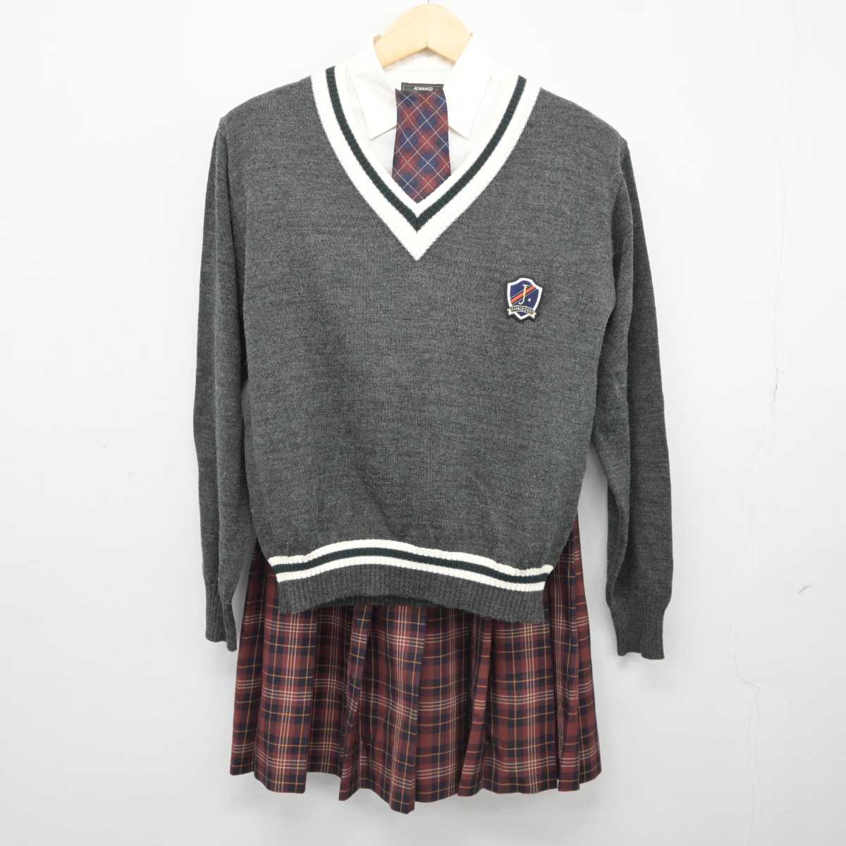 【中古】宮城県 仙台城南高等学校 女子制服 6点 (ブレザー・シャツ・ニット・スカート) sf043059