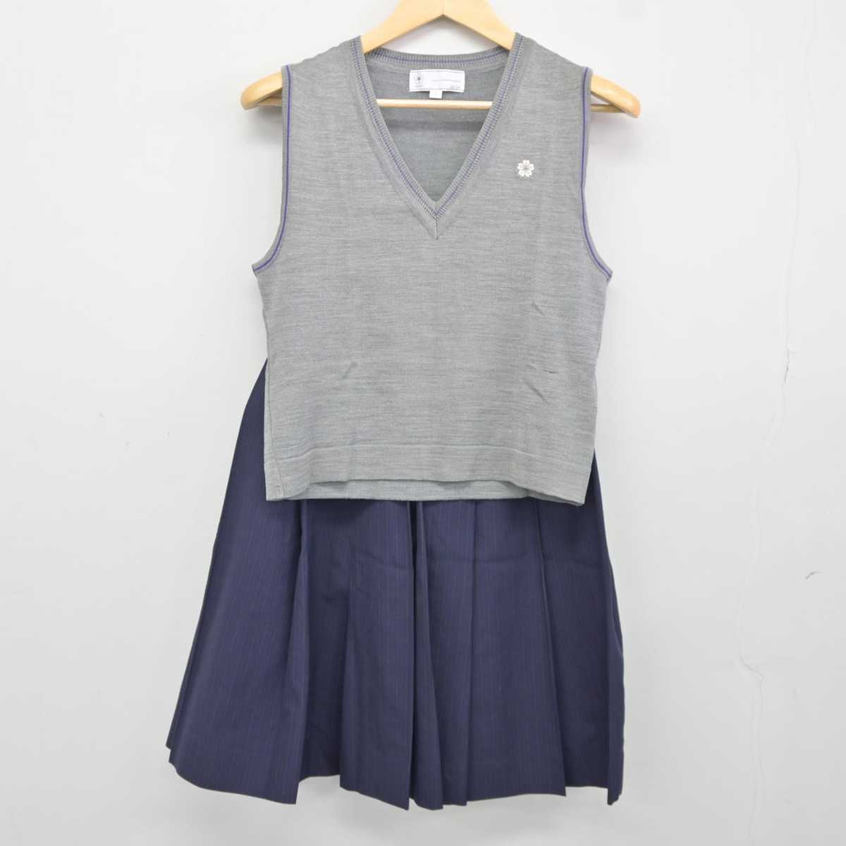 【中古】東京都 跡見学園中学校 女子制服 2点 (ニットベスト・スカート) sf043086