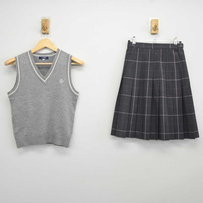 【中古】青森県 青森山田中学校 女子制服 2点 (ニットベスト・スカート) sf043094