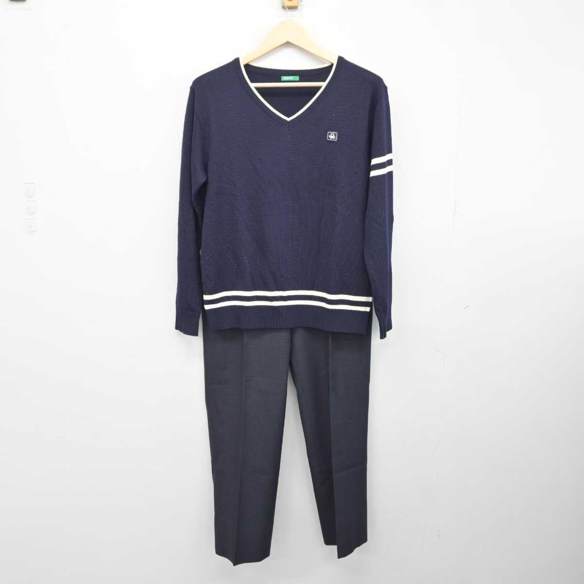 【中古】香川県 高松中央高等学校 男子制服 3点 (ブレザー・ニット・ズボン) sf043135