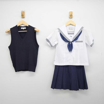 【中古】愛知県 安城学園高等学校 女子制服 4点 (ニットベスト・セーラー服・スカート) sf043138