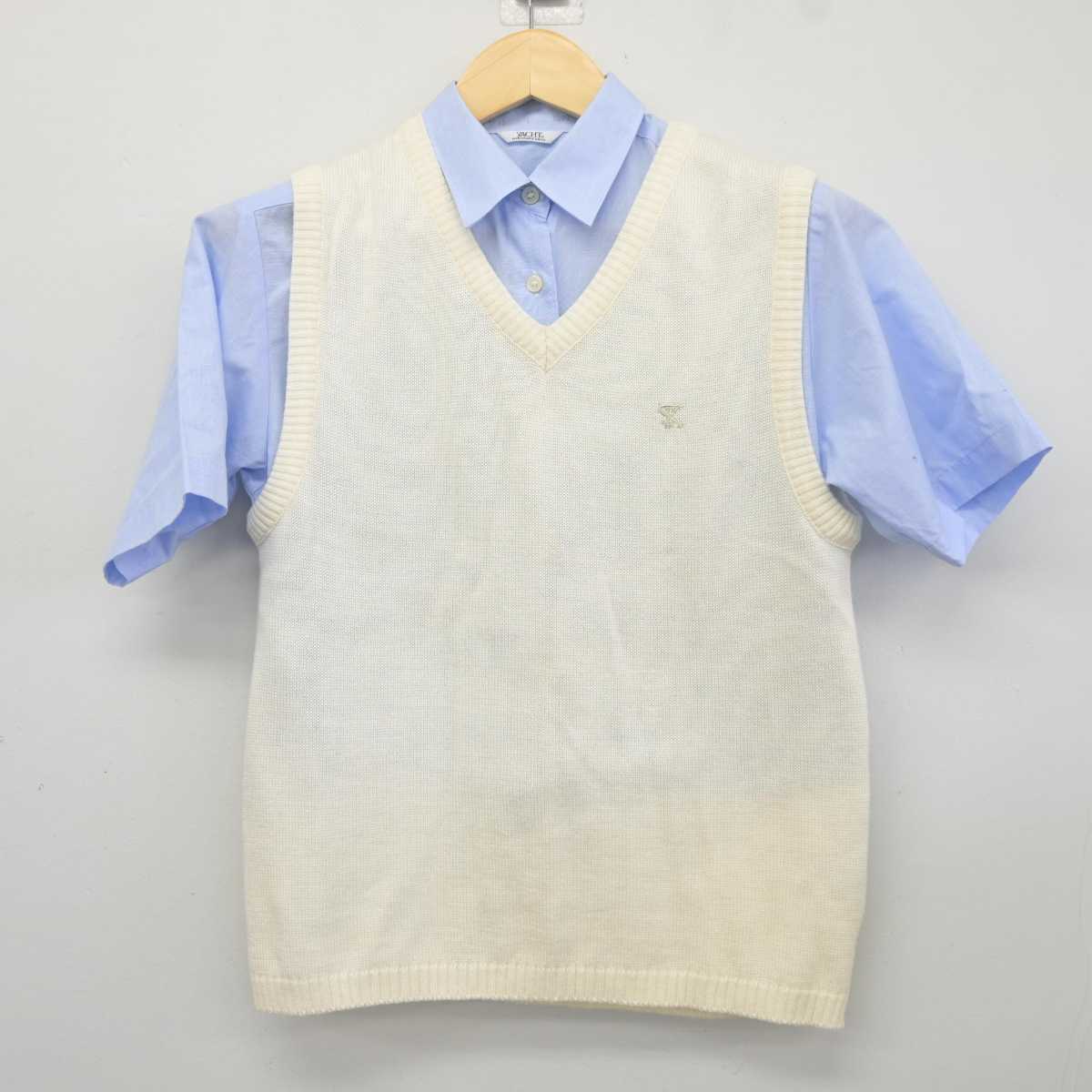 【中古】北海道 苫小牧総合経済高等学校 女子制服 2点 (ニットベスト・シャツ) sf043248