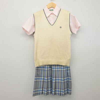 【中古】東京都 大森学園高等学校 女子制服 3点 (ニットベスト・シャツ・スカート) sf043254