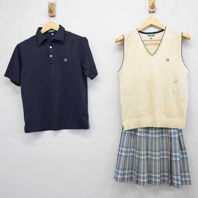 【中古】東京都 大森学園高等学校 女子制服 3点 (ニットベスト・シャツ・スカート) sf043255