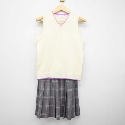 【中古】大阪府 香ヶ丘リベルテ高等学校 女子制服 2点 (ニットベスト・スカート) sf043293