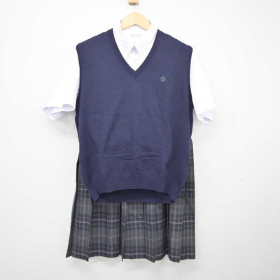 【中古】大阪府 箕面自由学園高等学校 女子制服 5点 (シャツ・ニットベスト・スカート) sf043307