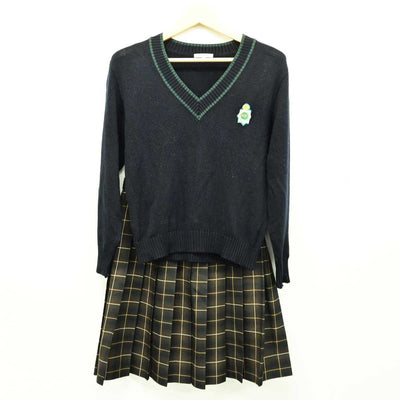 【中古】福岡県 九州産業大学付属九州高等学校 女子制服 2点 (ニット・スカート) sf043318