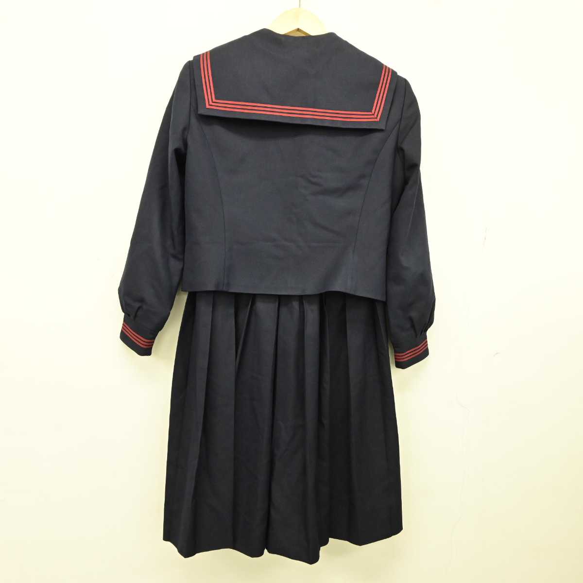 【中古】鹿児島県 川内中央中学校 女子制服 3点 (セーラー服・ジャンパースカート) sf043325