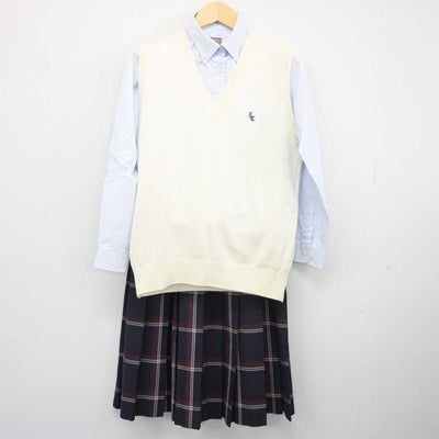 【中古】茨城県 石岡商業高等学校 女子制服 3点 (ニットベスト・シャツ・スカート) sf043336