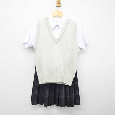 【中古】埼玉県 吉川美南高等学校 女子制服 3点 (ニットベスト・シャツ・スカート) sf043355