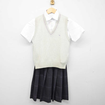 【中古】埼玉県 吉川美南高等学校 女子制服 3点 (ニットベスト・シャツ・スカート) sf043358