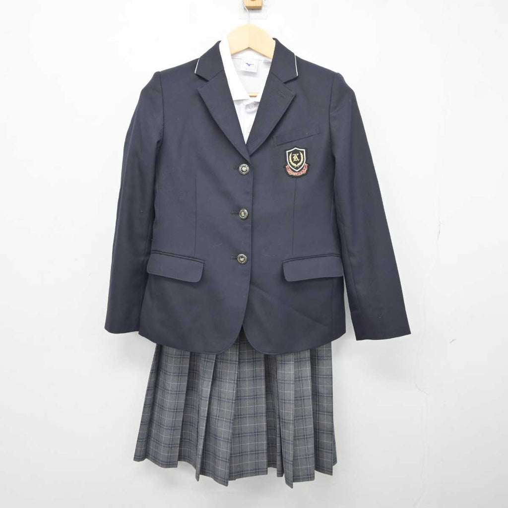 【中古】三重県 神戸中学校 女子制服 3点 (ブレザー・その他アイテム 