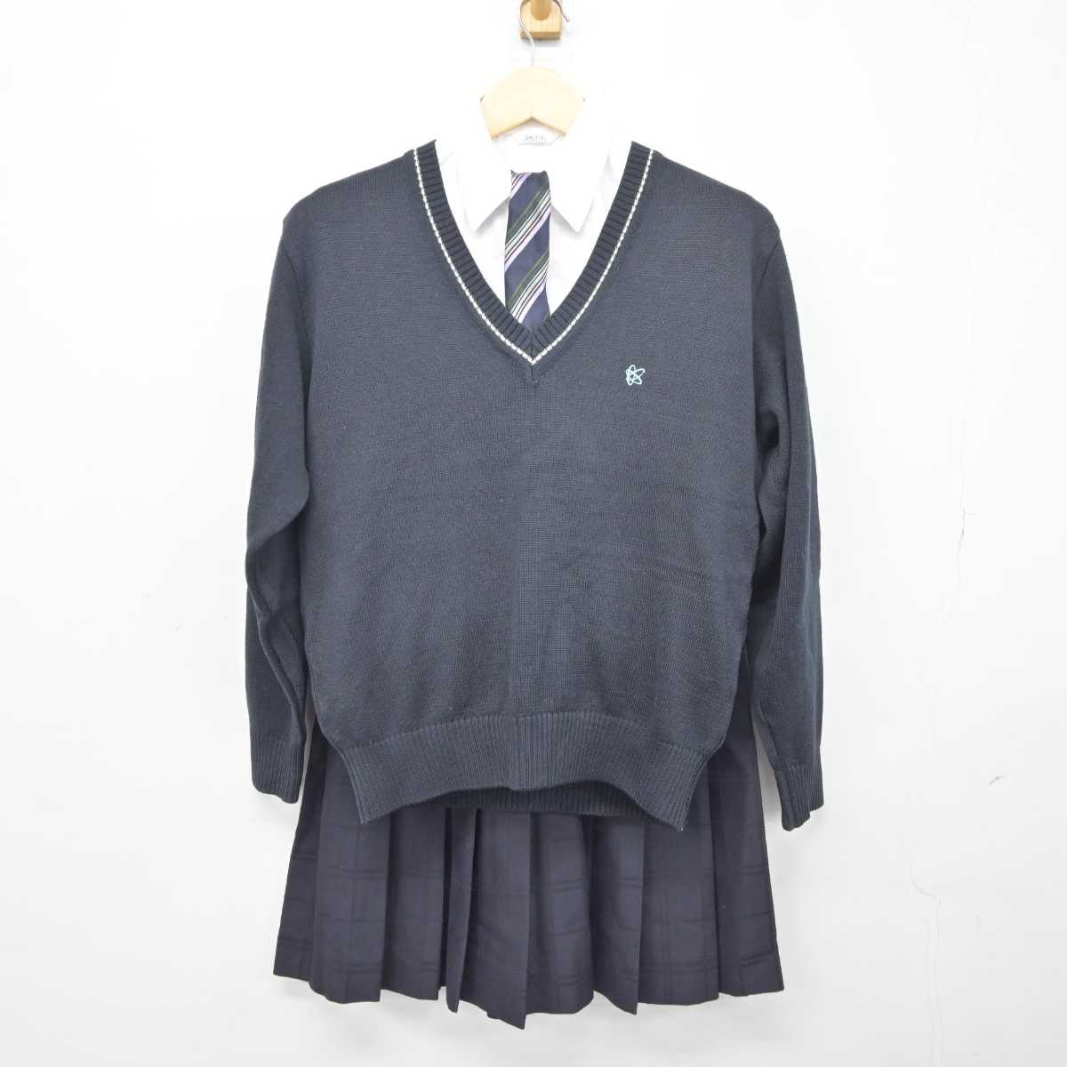 【中古】東京都 神田女学園高等学校 女子制服 6点 (ブレザー・ニット・シャツ・スカート) sf043375