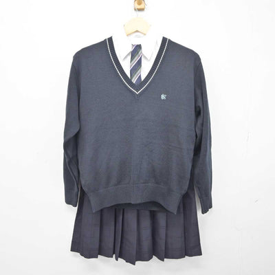 【中古】東京都 神田女学園高等学校 女子制服 6点 (ブレザー・ニット・シャツ・スカート) sf043375