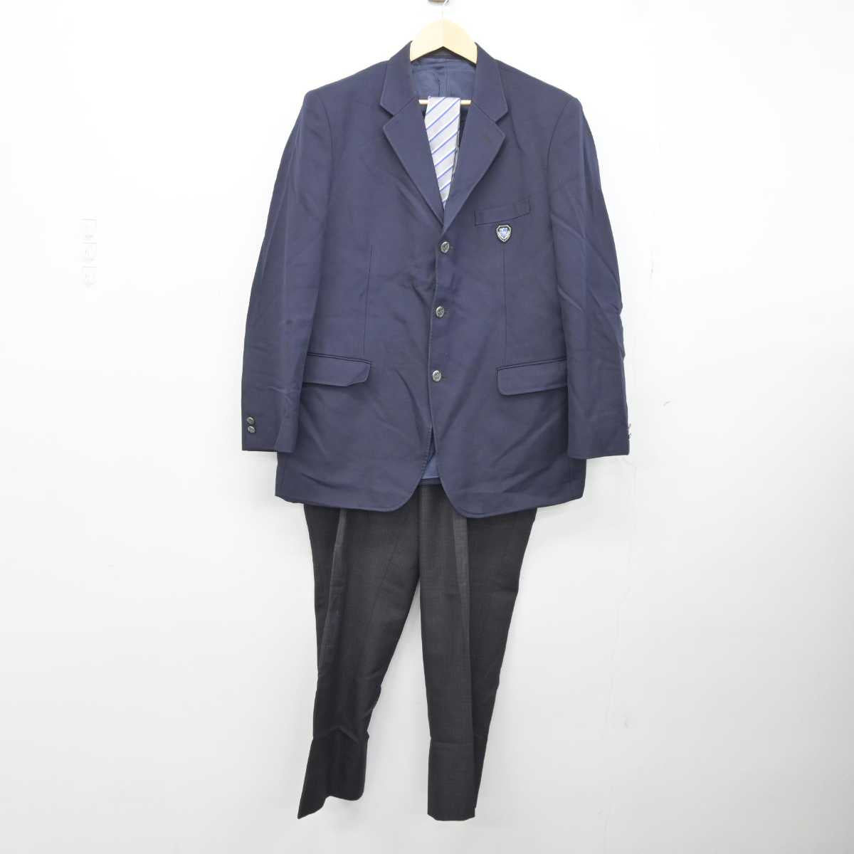 【中古】北海道 石狩南高等学校 男子制服 4点 (ブレザー・ニット・ズボン) sf043384