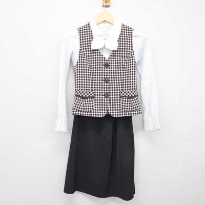 【中古】 事務服 女子制服 4点 (ベスト・シャツ・スカート) sf043402