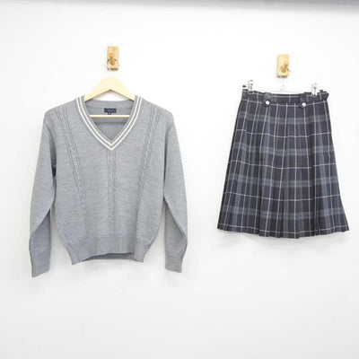 【中古】新潟県 北越高等学校 女子制服 2点 (ニット・スカート) sf043425