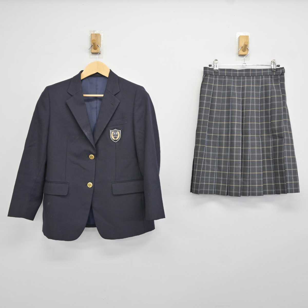 【中古】山梨県 白根高等学校 女子制服 3点 (ブレザー・スカート・スカート) sf043444