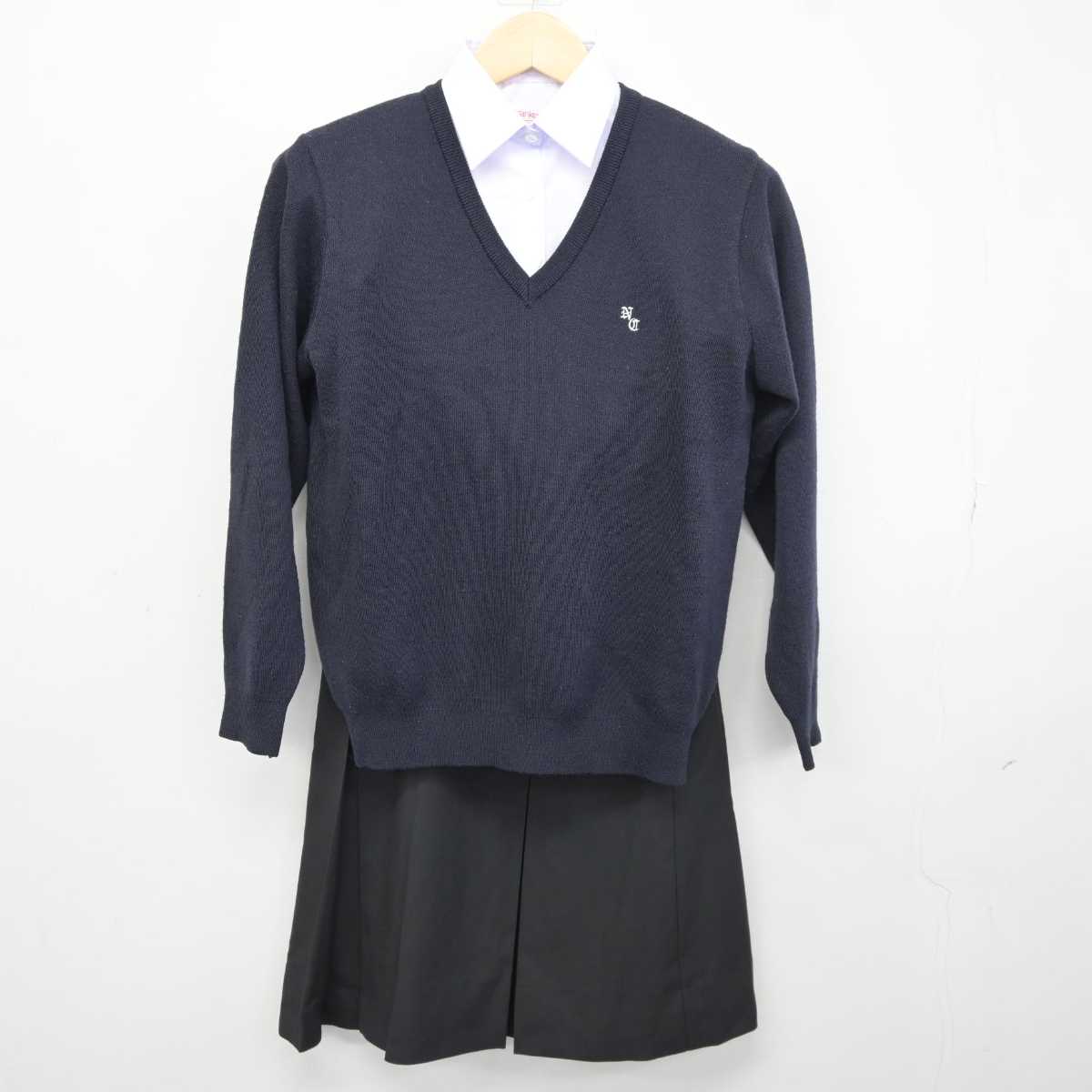 【中古】新潟県 長岡商業高等学校 女子制服 3点 (ニット・シャツ・スカート) sf043460