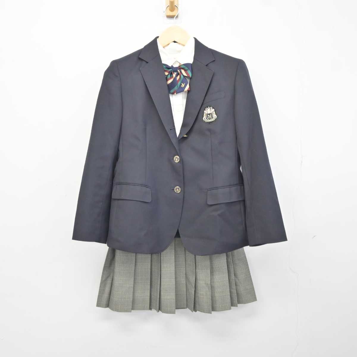 【中古】神奈川県 横浜創英高等学校 女子制服 5点 (ブレザー・ニット・シャツ・スカート) sf043499