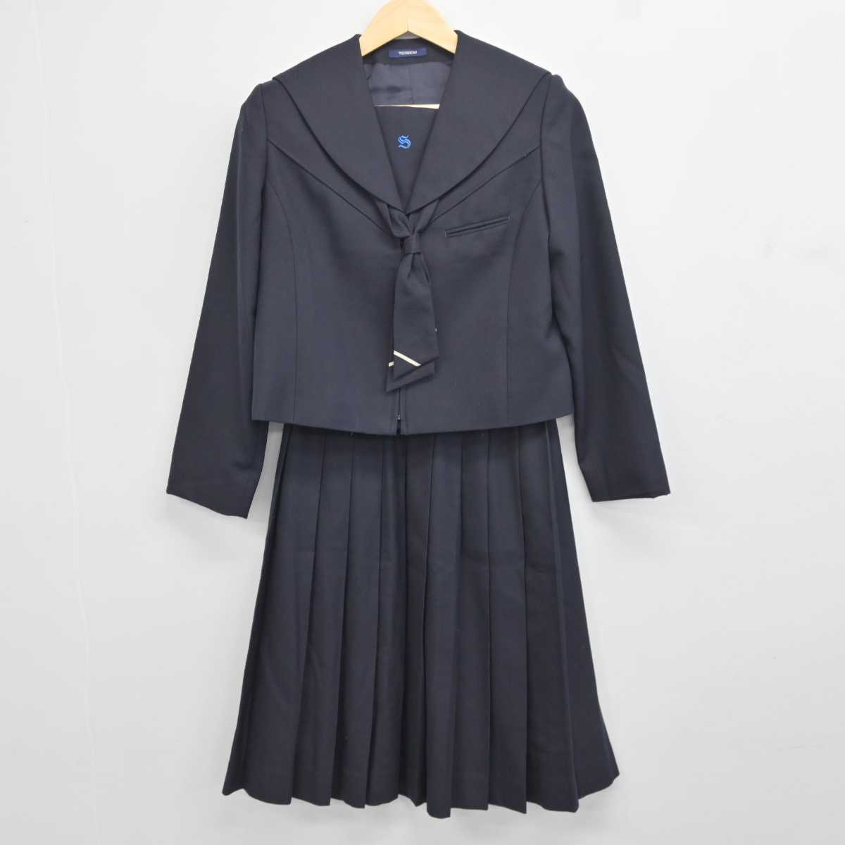 【中古】富山県 新湊中学校 女子制服 3点 (セーラー服・スカート) sf043533