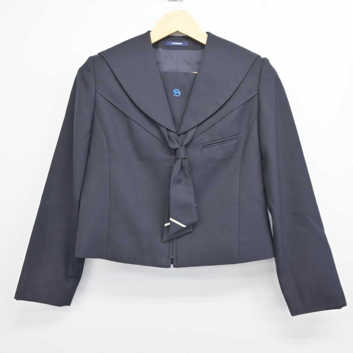 【中古】富山県 新湊中学校 女子制服 3点 (セーラー服・スカート) sf043533