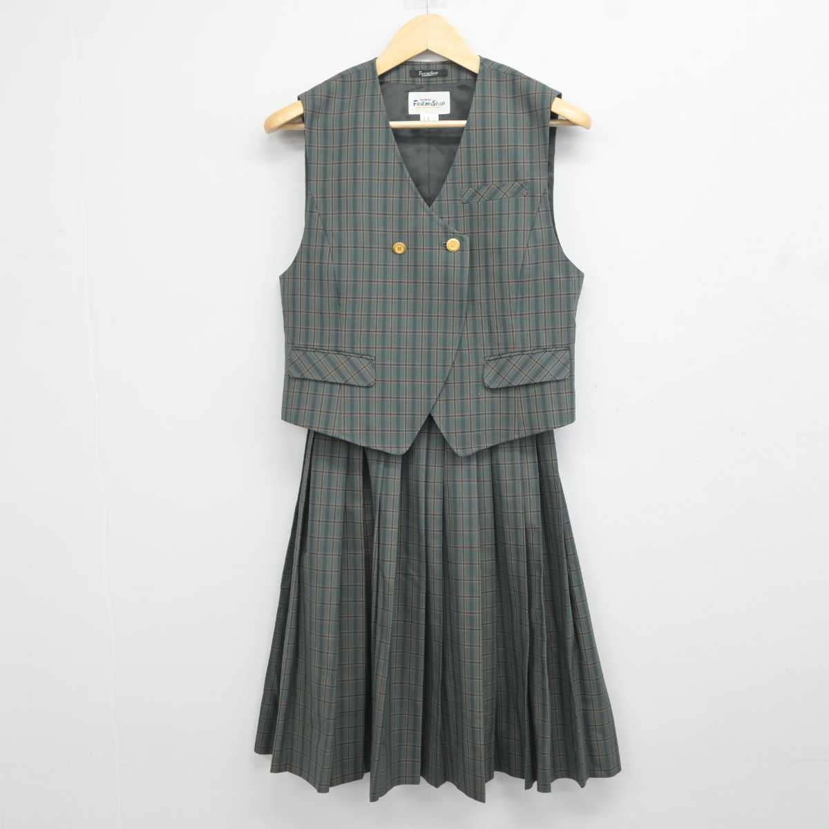 【中古】北海道 平岡緑中学校 女子制服 2点 (ベスト・スカート) sf043540