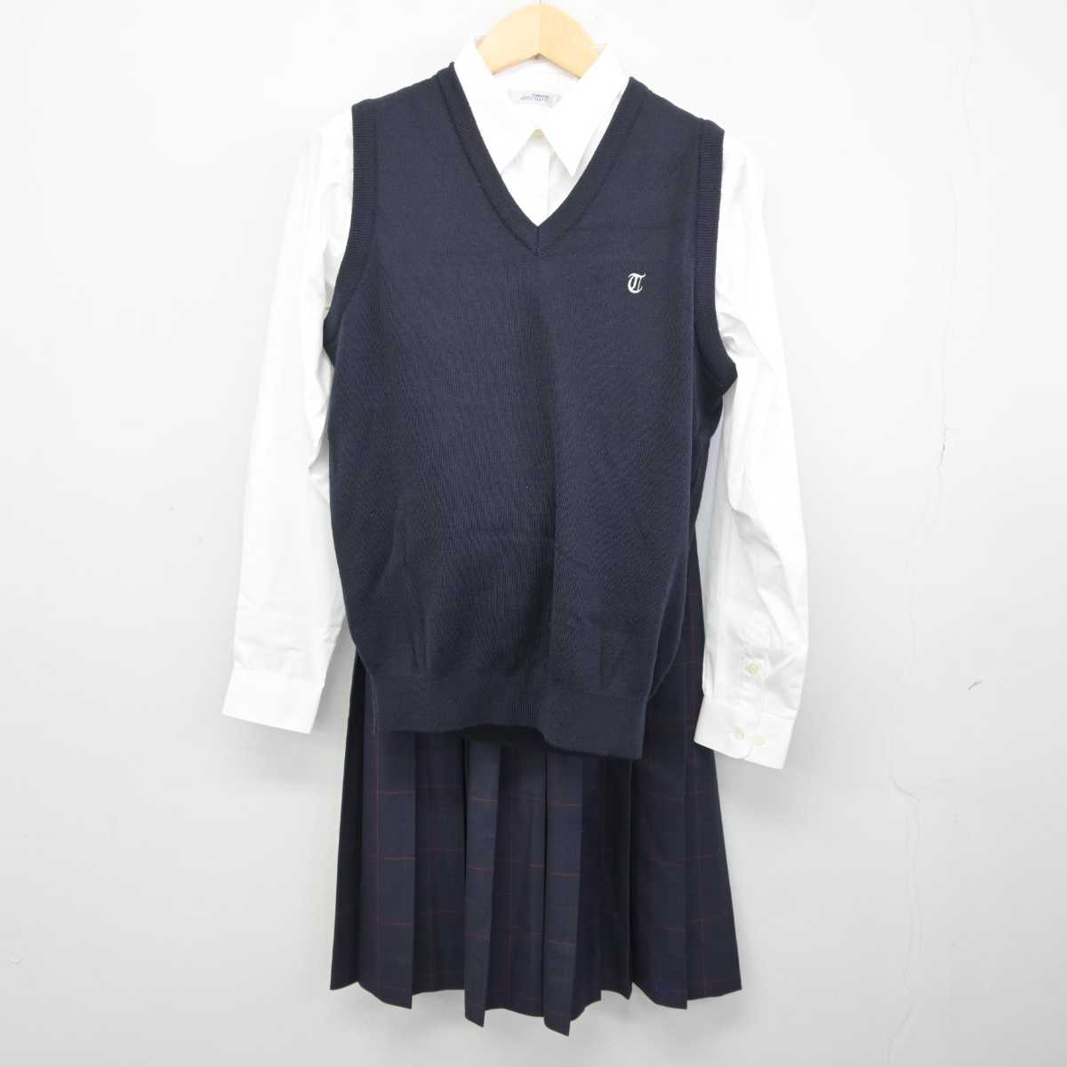 【中古】新潟県 豊栄高等学校 女子制服 4点 (ブレザー・シャツ・ニットベスト・スカート) sf043593