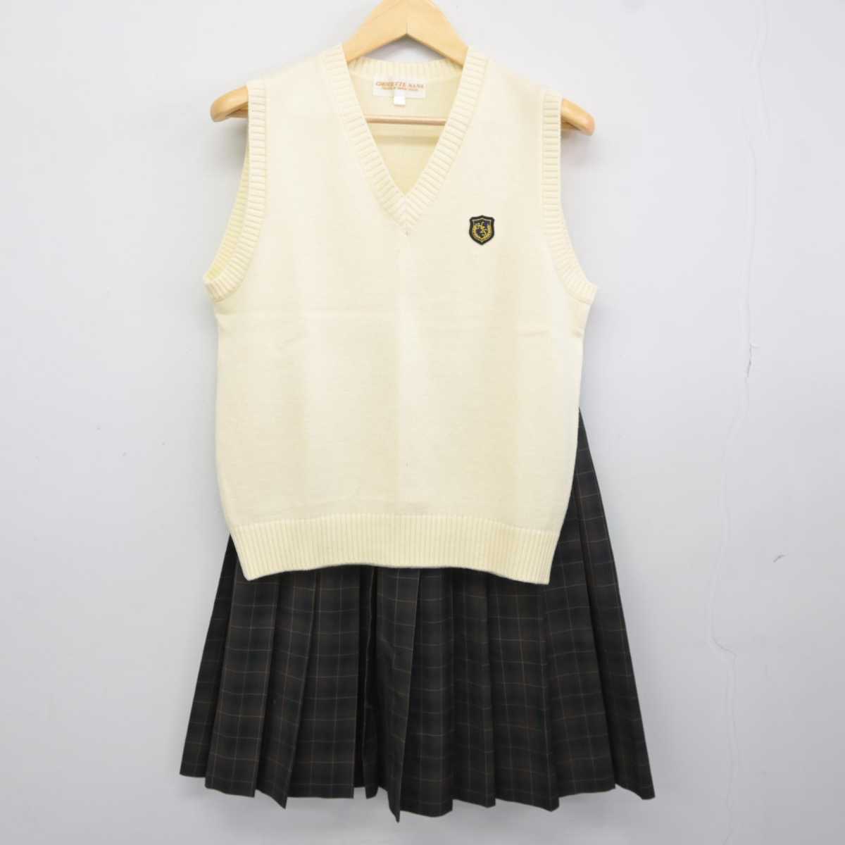 【中古】兵庫県 国際高等学校 女子制服 2点 (ニットベスト・スカート) sf043601