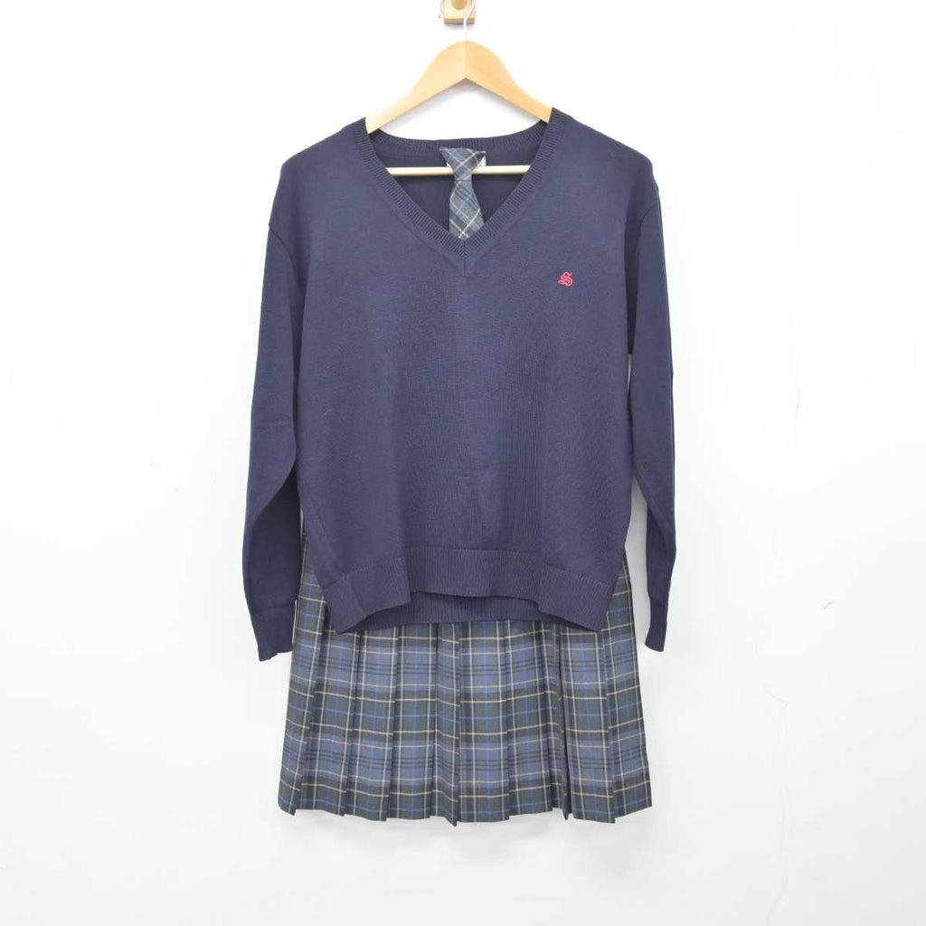 【中古】東京都 昭和女子大学附属昭和中学校高等学校 女子制服 3点 (ニット・スカート) sf043622