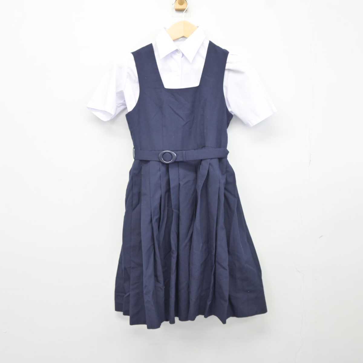 【中古】東京都 篠崎中学校 女子制服 2点 (シャツ・ジャンパースカート) sf043628