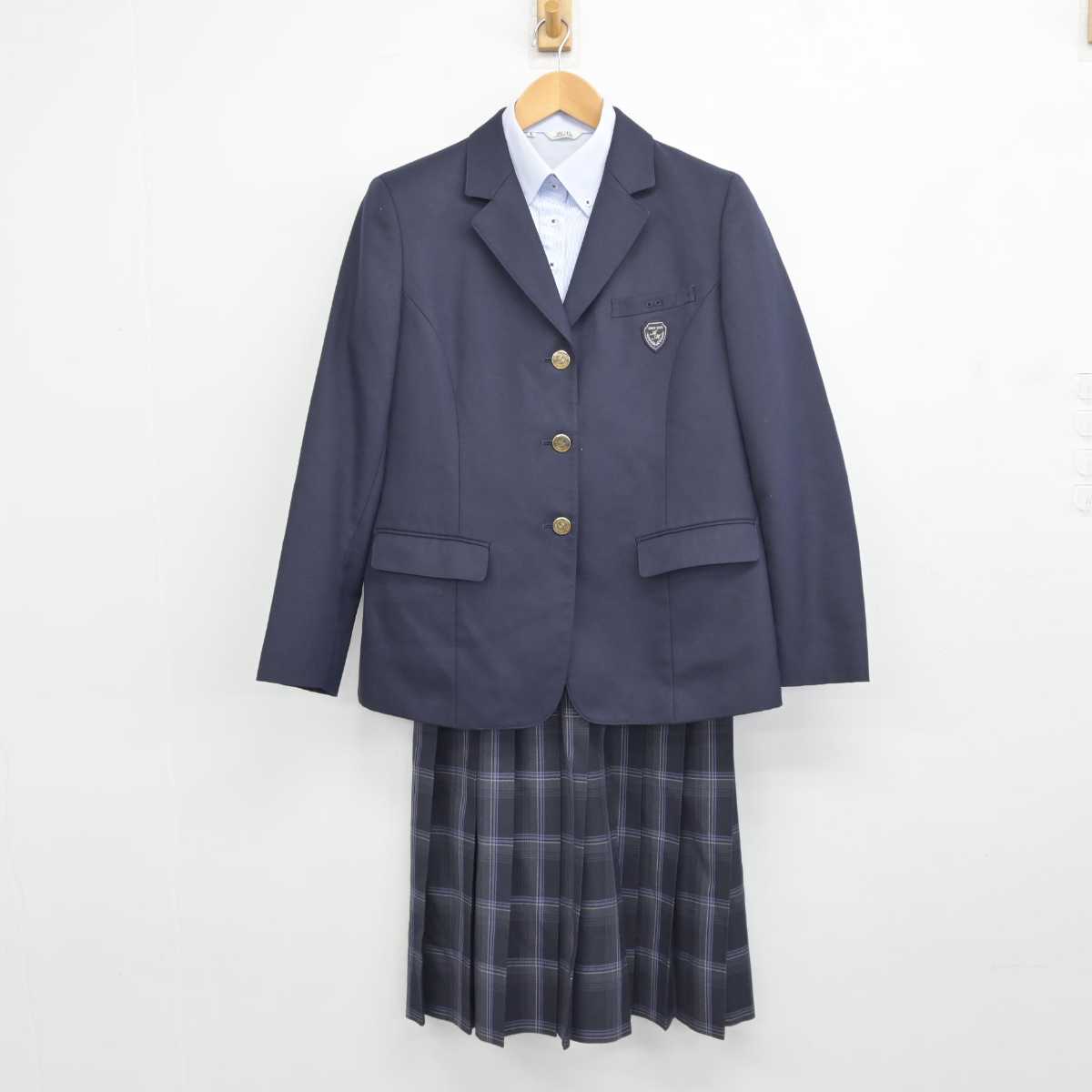 【中古】広島県 安佐南中学校 女子制服 3点 (ブレザー・シャツ・スカート) sf043659