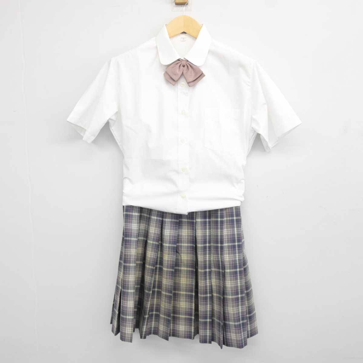 【中古】東京都 白梅学園高等学校 女子制服 4点 (ニットベスト・シャツ・スカート) sf043683