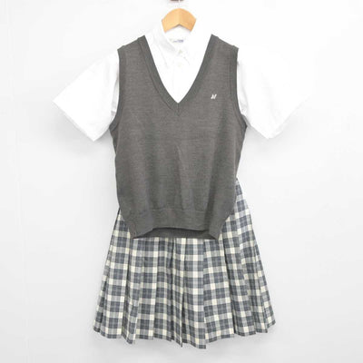 【中古】東京都 日本大学豊山女子中学校・高等学校 女子制服 3点 (ニットベスト・シャツ・スカート) sf043695