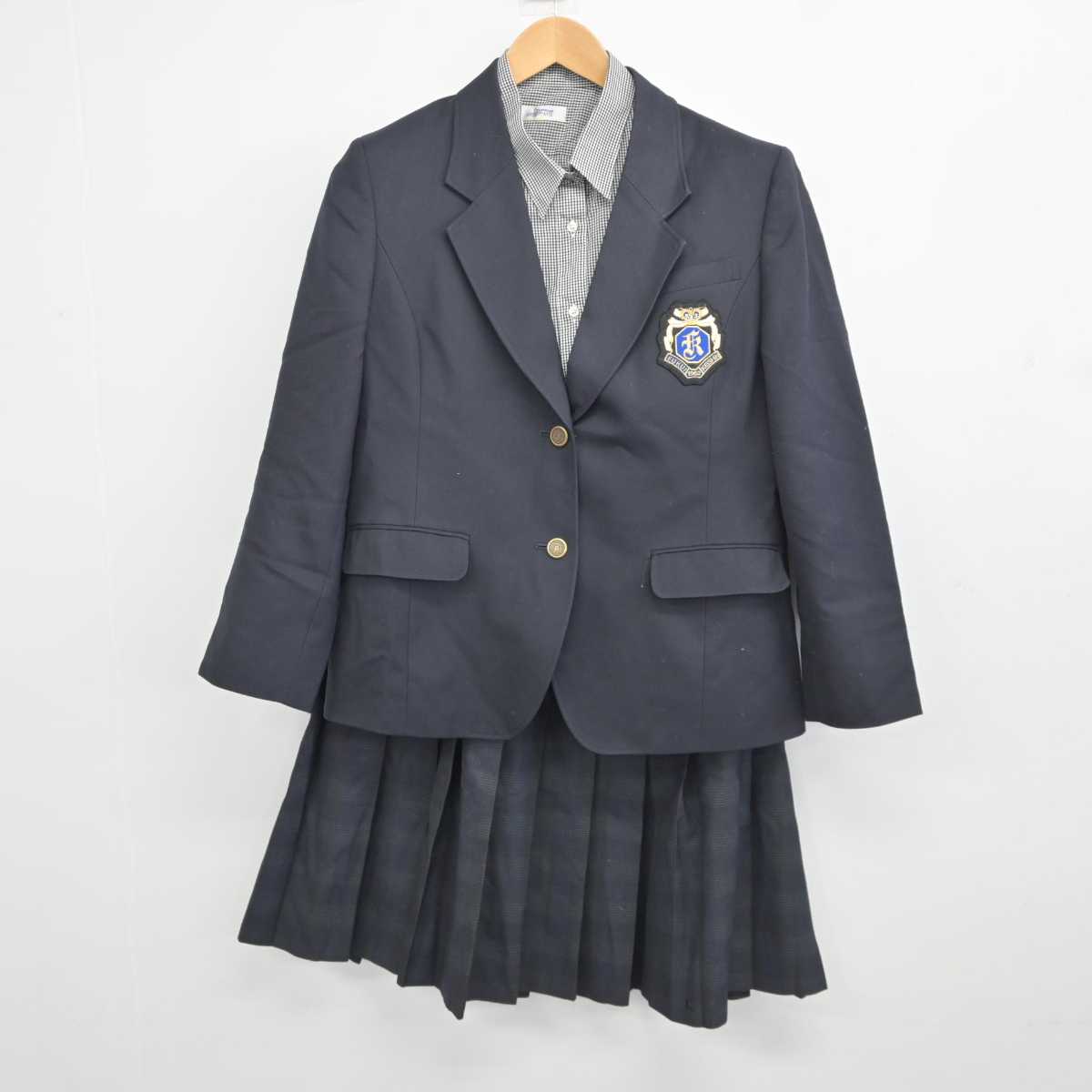 【中古】福井県 啓新高等学校 女子制服 3点 (ブレザー・シャツ・スカート) sf043705