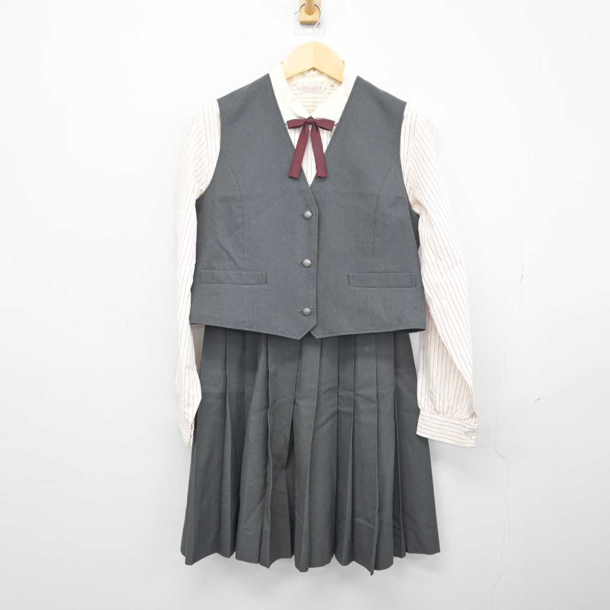 【中古】愛知県 半田農業高等学校 女子制服 5点 (ブレザー・ベスト・シャツ・スカート) sf043714