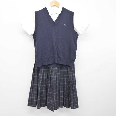 【中古】福岡県 福岡農業高等学校 女子制服 3点 (ニットベスト・シャツ・スカート) sf043785