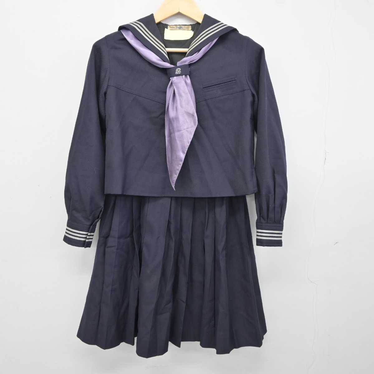 【中古】埼玉県 大妻嵐山中学校 女子制服 3点 (セーラー服・スカート) sf043810