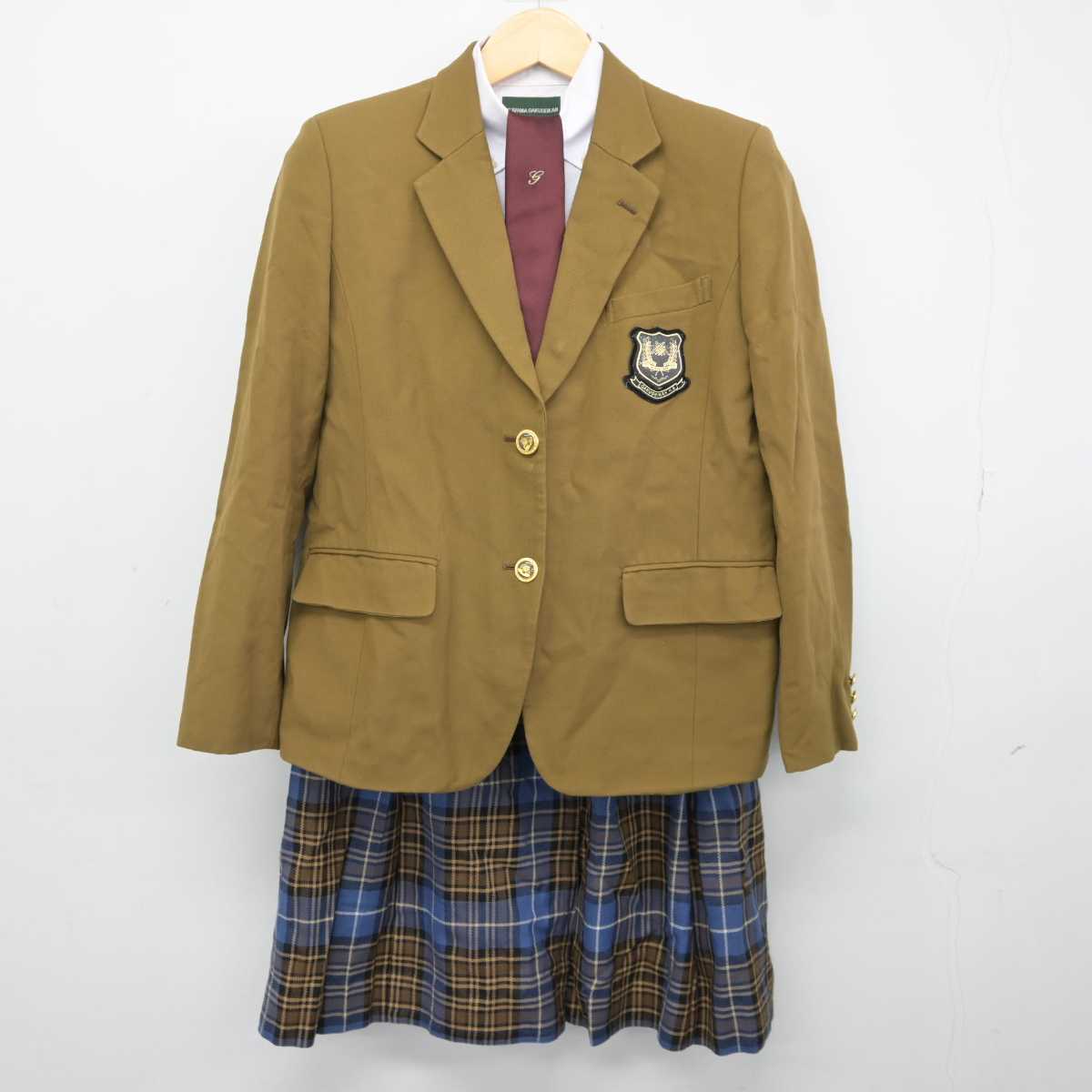 【中古】岡山県 岡山学芸館高等学校 女子制服 4点 (ブレザー・シャツ・スカート) sf043815