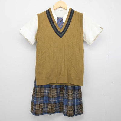 【中古】岡山県 岡山学芸館高等学校 女子制服 4点 (シャツ・ニットベスト・スカート) sf043816