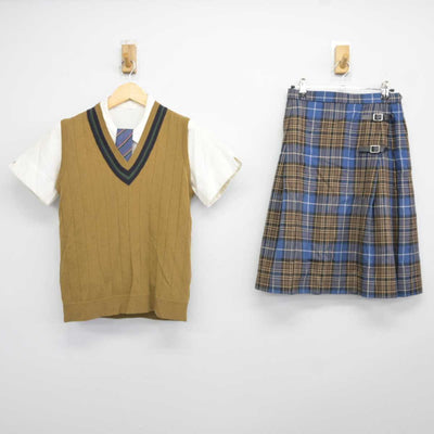 【中古】岡山県 岡山学芸館高等学校 女子制服 4点 (シャツ・ニットベスト・スカート) sf043816