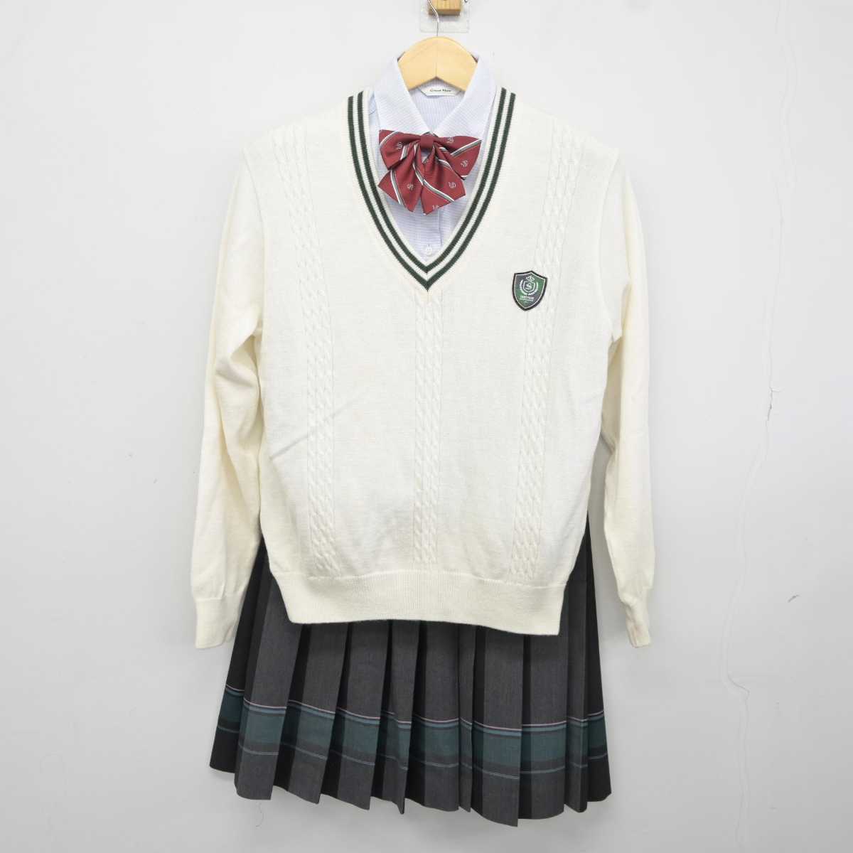 【中古】福島県 尚志高等学校 女子制服 5点 (ブレザー・ニット・シャツ・スカート) sf043856