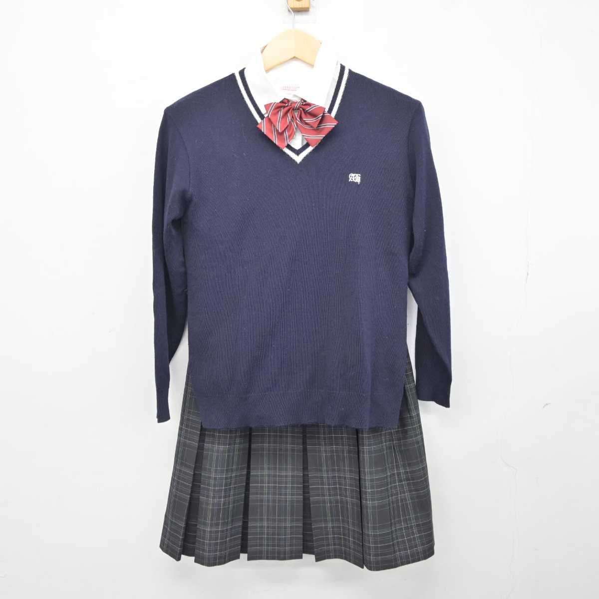 【中古】大阪府 阿武野高等学校 女子制服 6点 (ブレザー・ニット・シャツ・スカート) sf043877