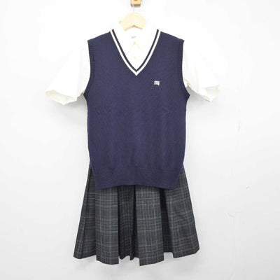 【中古】大阪府 阿武野高等学校 女子制服 3点 (ニットベスト・シャツ・スカート) sf043878